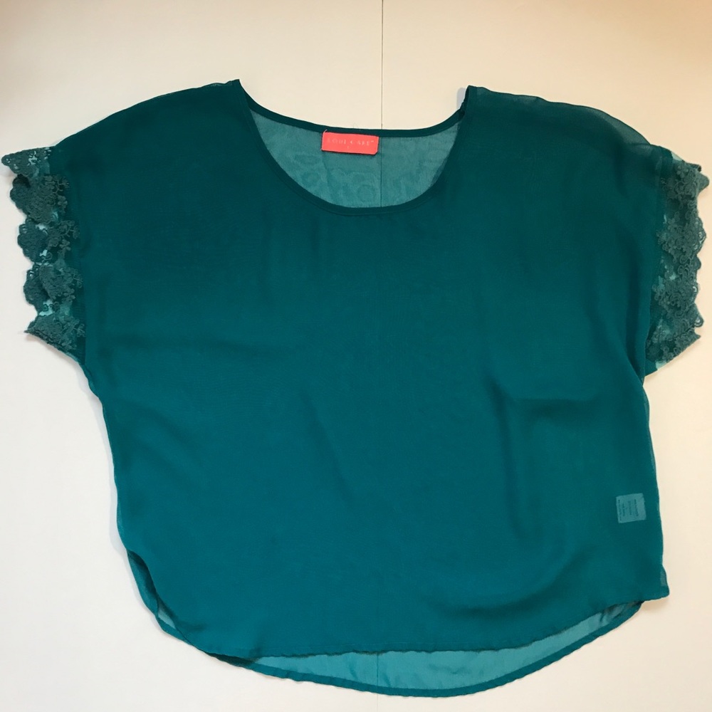 Dark Sea Green Sheer Blouse